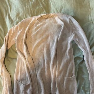 LOFT Cream Open-Front Cardigan